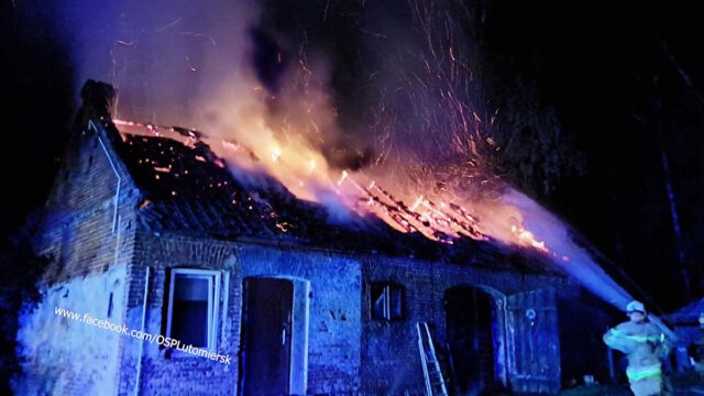 pożar pod lutomierskiem