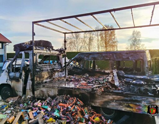 W warsztacie spłonęły dwa auta dostawcze. Blisko 130 tysięcy strat