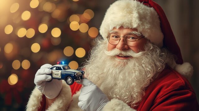 mikoaj z zabawkoym autkiempoloicyjnym